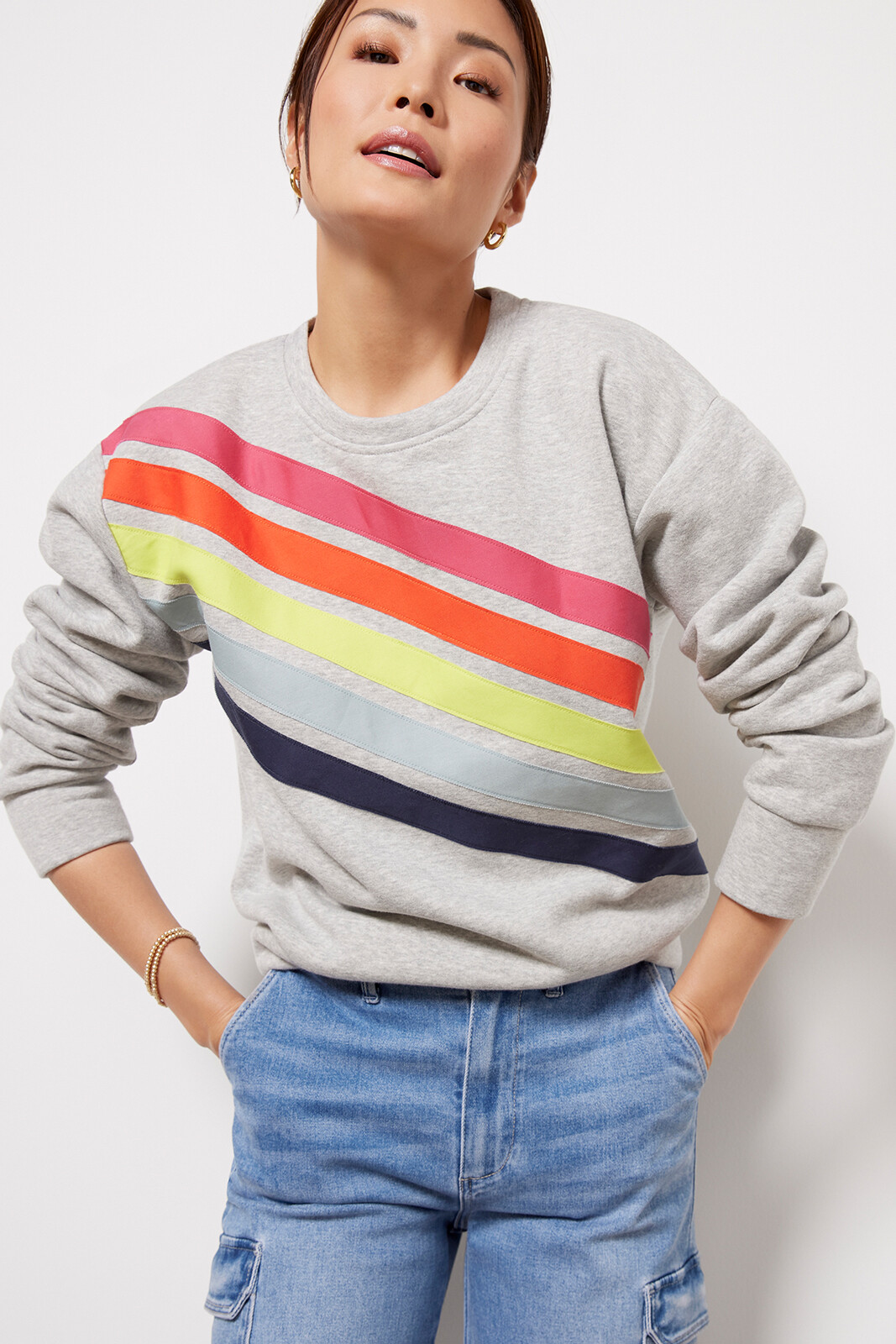 Sophia Rainbow Stripe Crew