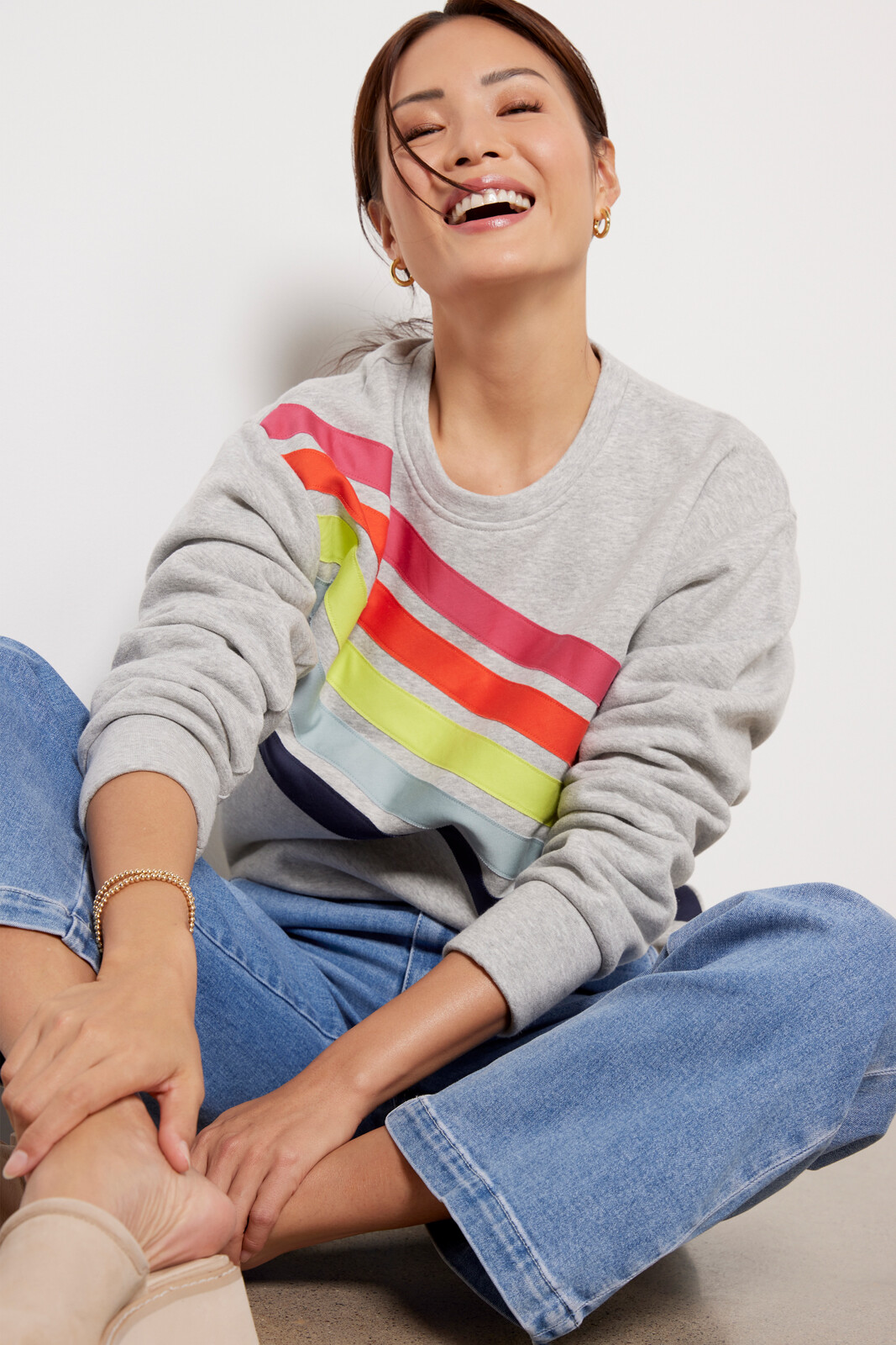 Sophia Rainbow Stripe Crew