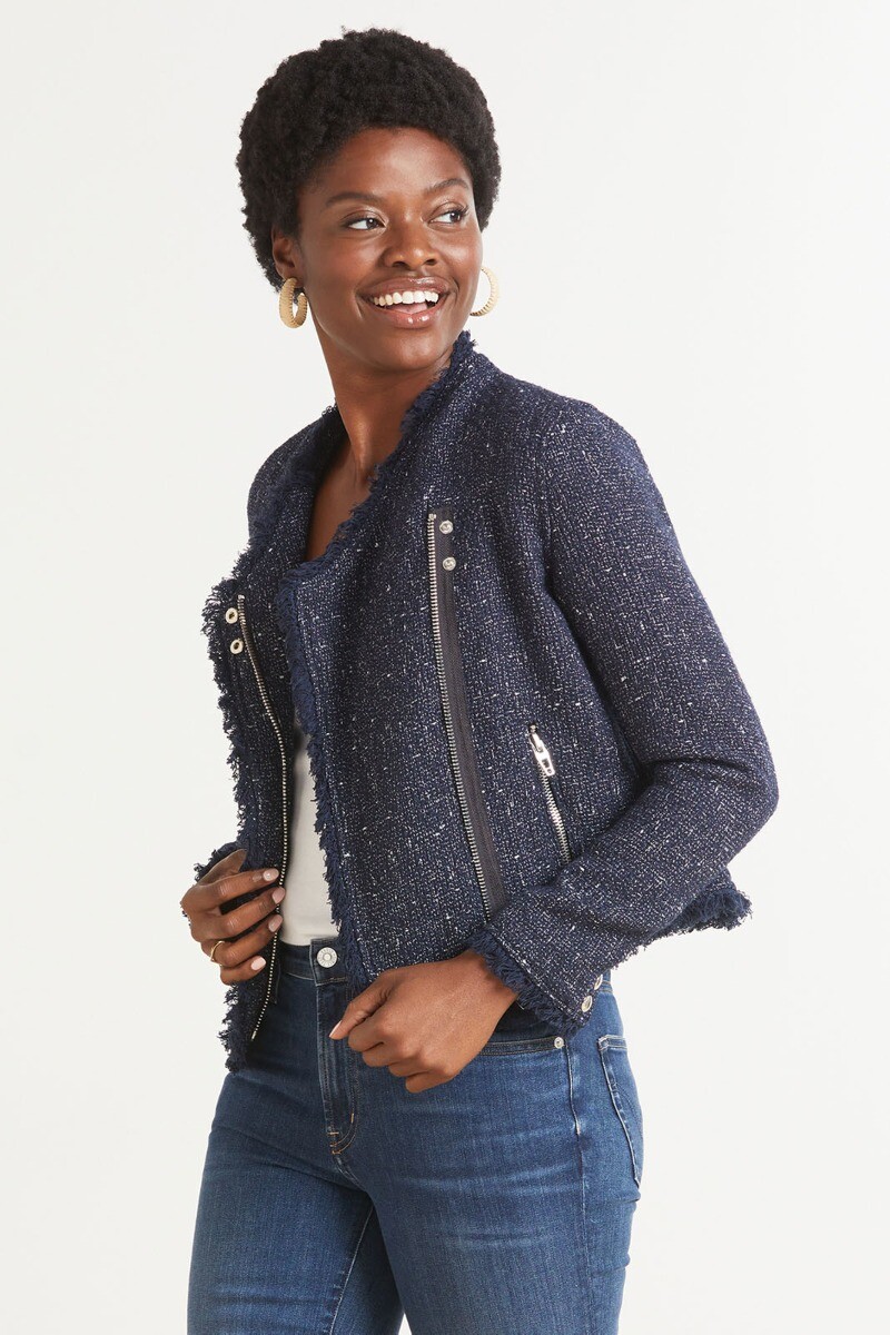 BLANKNYC Spring Tweed Moto Jacket | EVEREVE