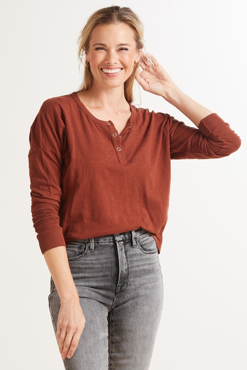 Out From Under Sophie Cropped Henley Top