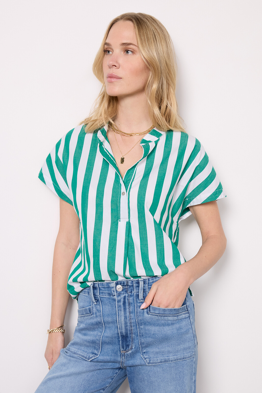 Candy Striped Popover Top