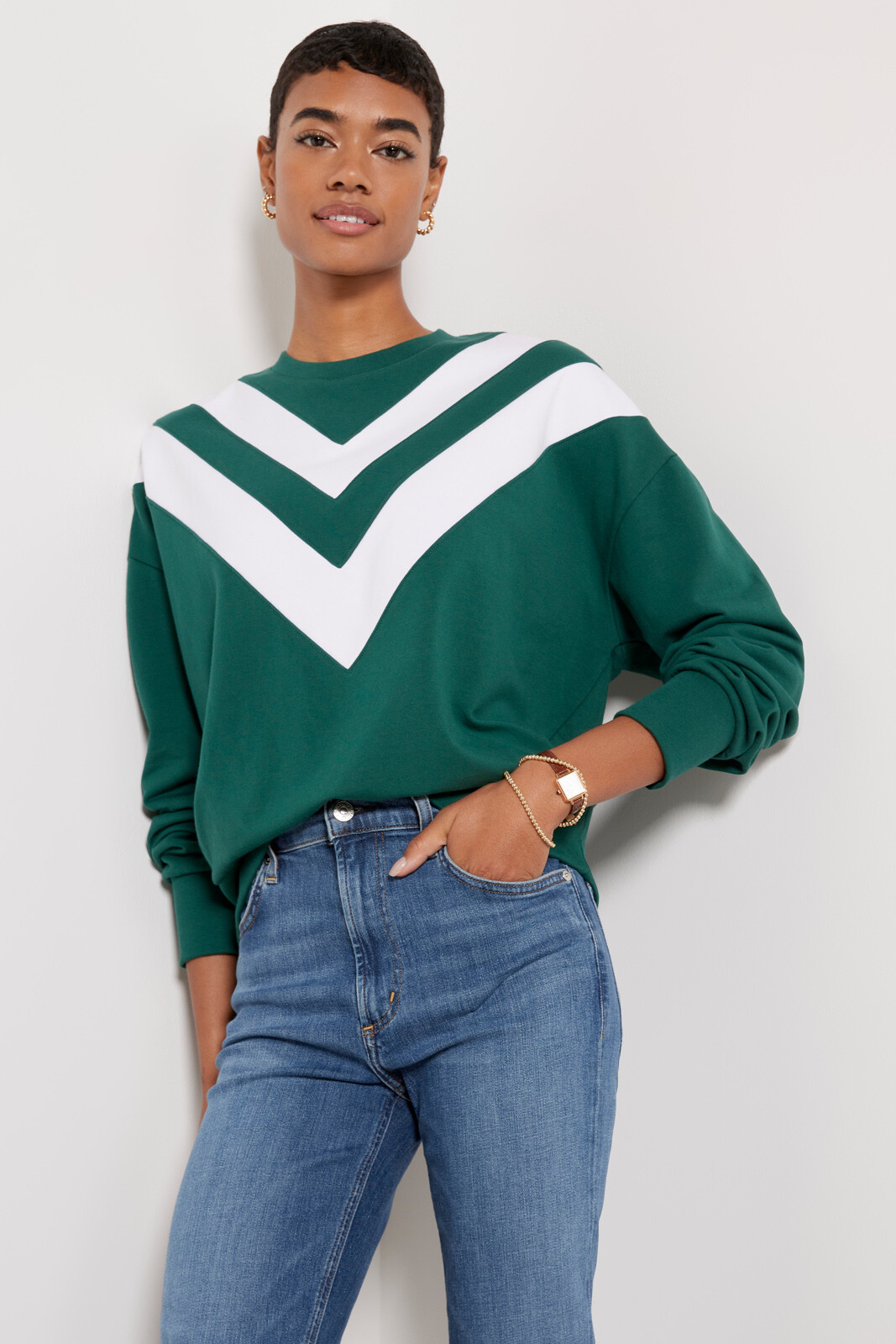 EVEREVE Juno Chevron Varsity Sweatshirt