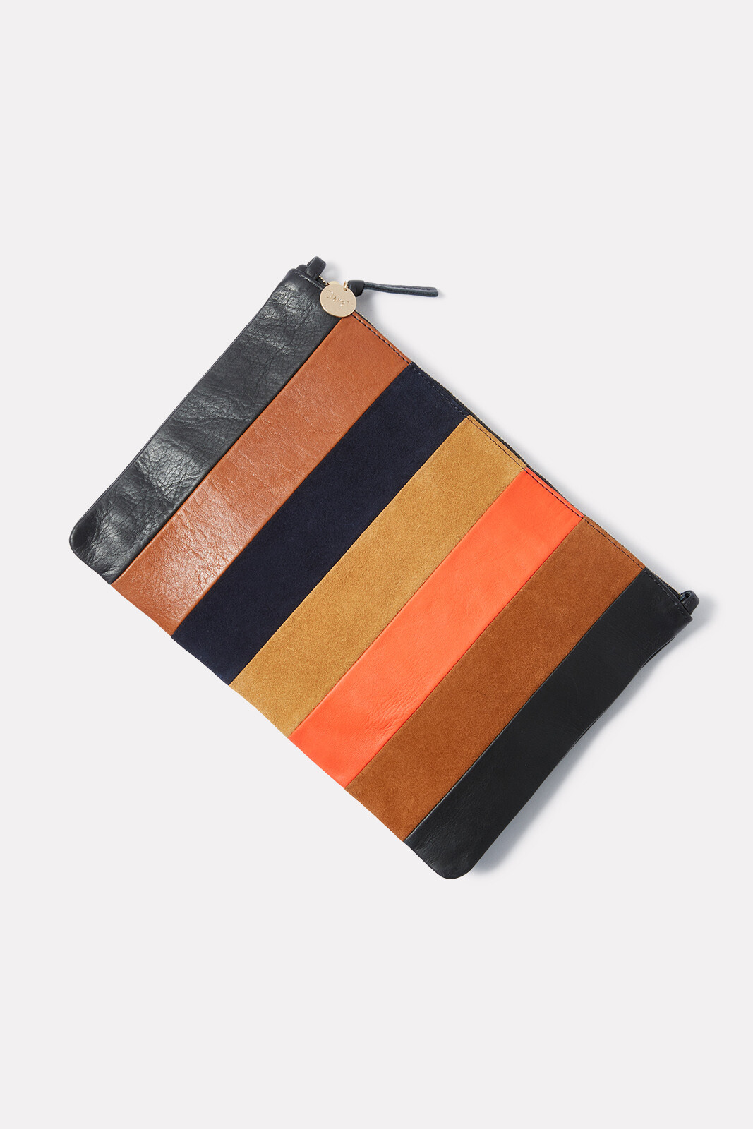 Clare V. Stripe Leather Clutch with Tabs