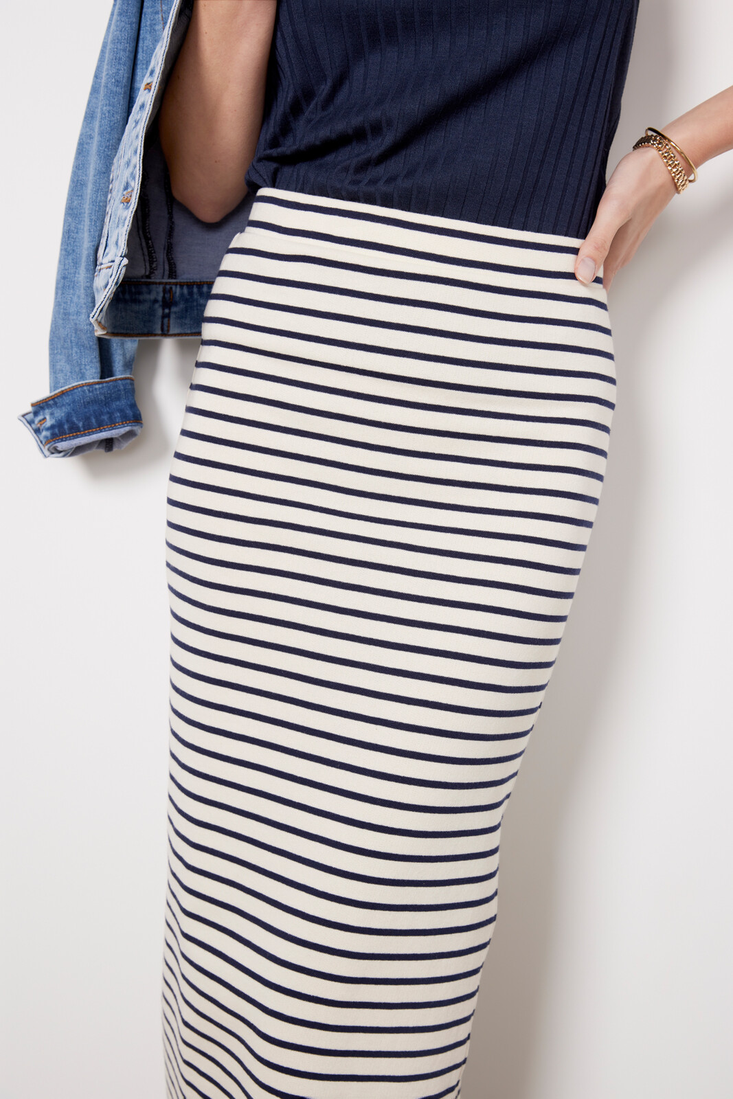 Whit Striped Maxi Skirt
