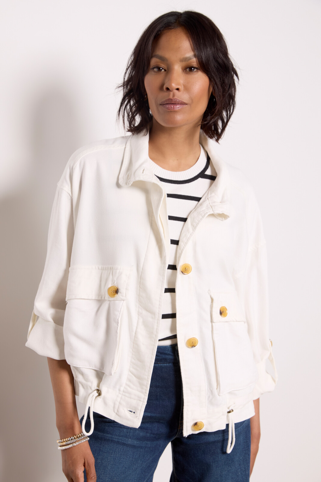 Blanknyc Women's Above The Clouds Utility Jacket, Size M, White