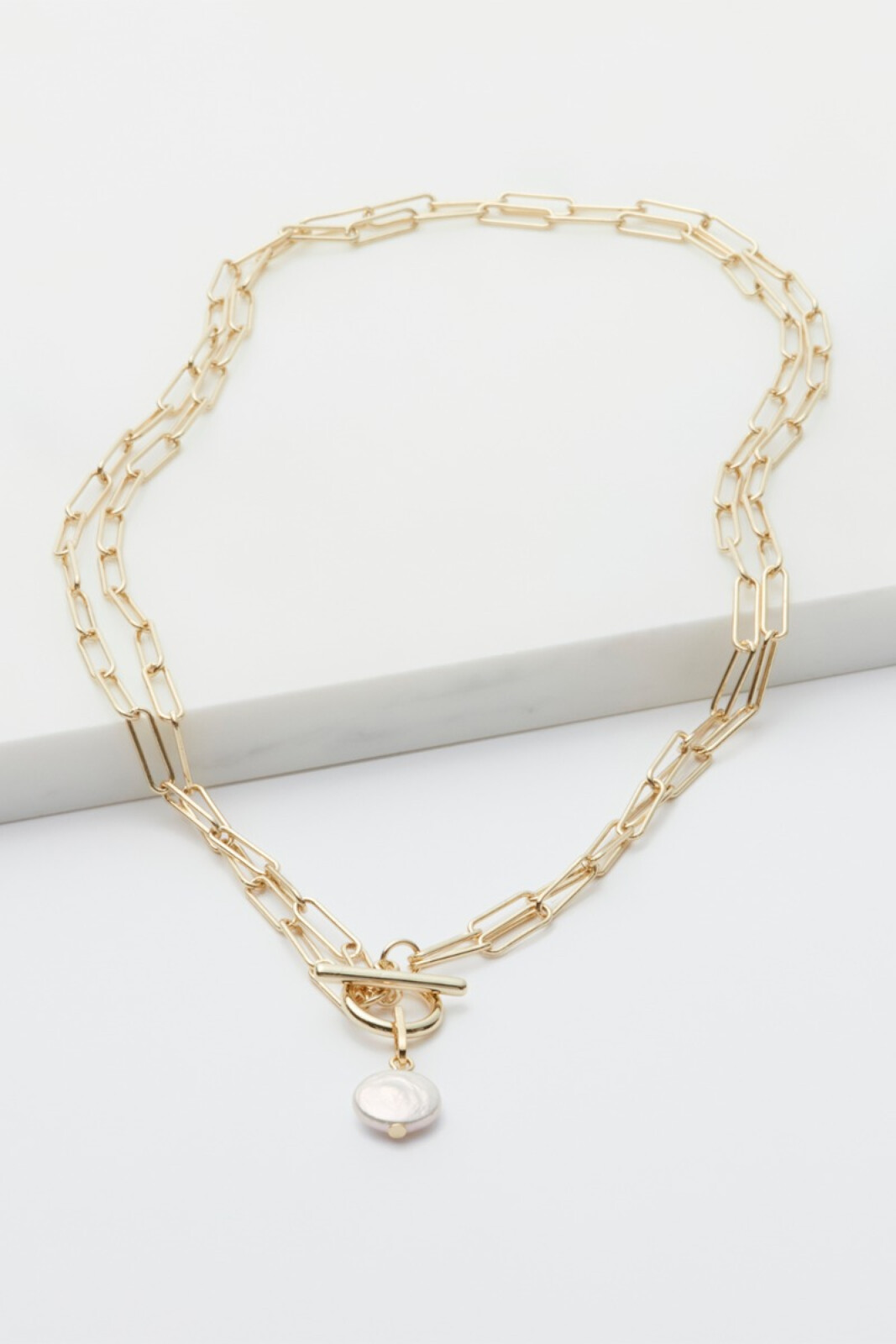 Gold Pearl Studded V Initial Chain Necklace – www.pipabella.com