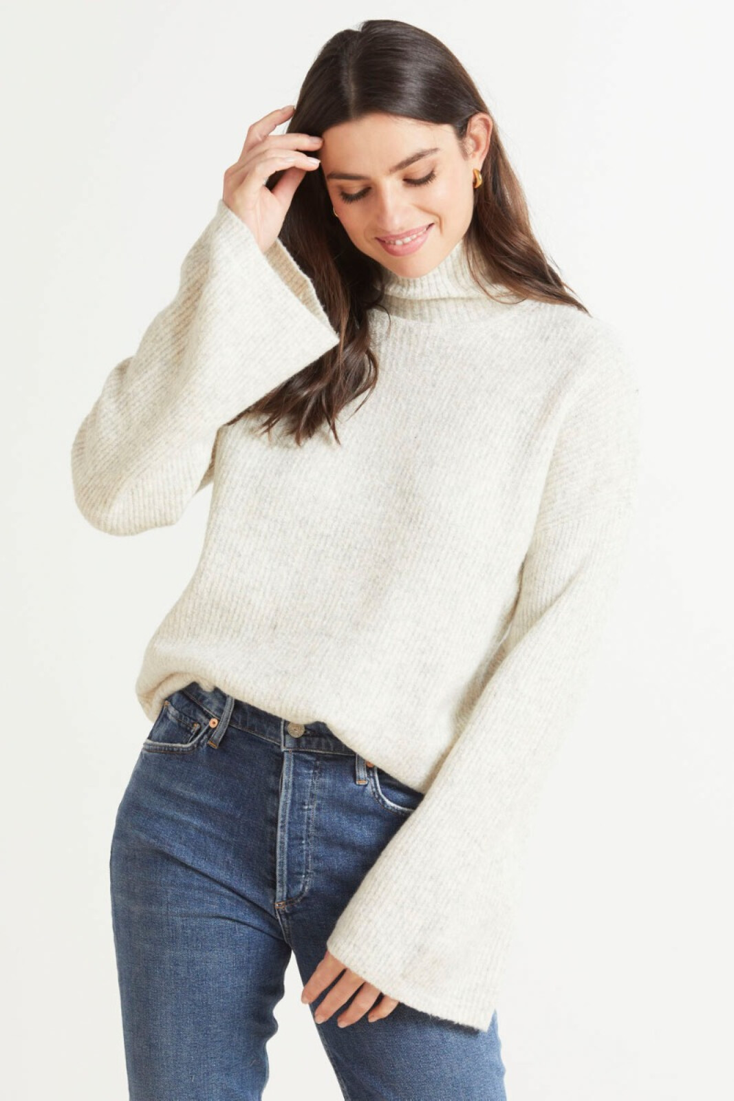 Bell-Sleeve Pullover Sweater