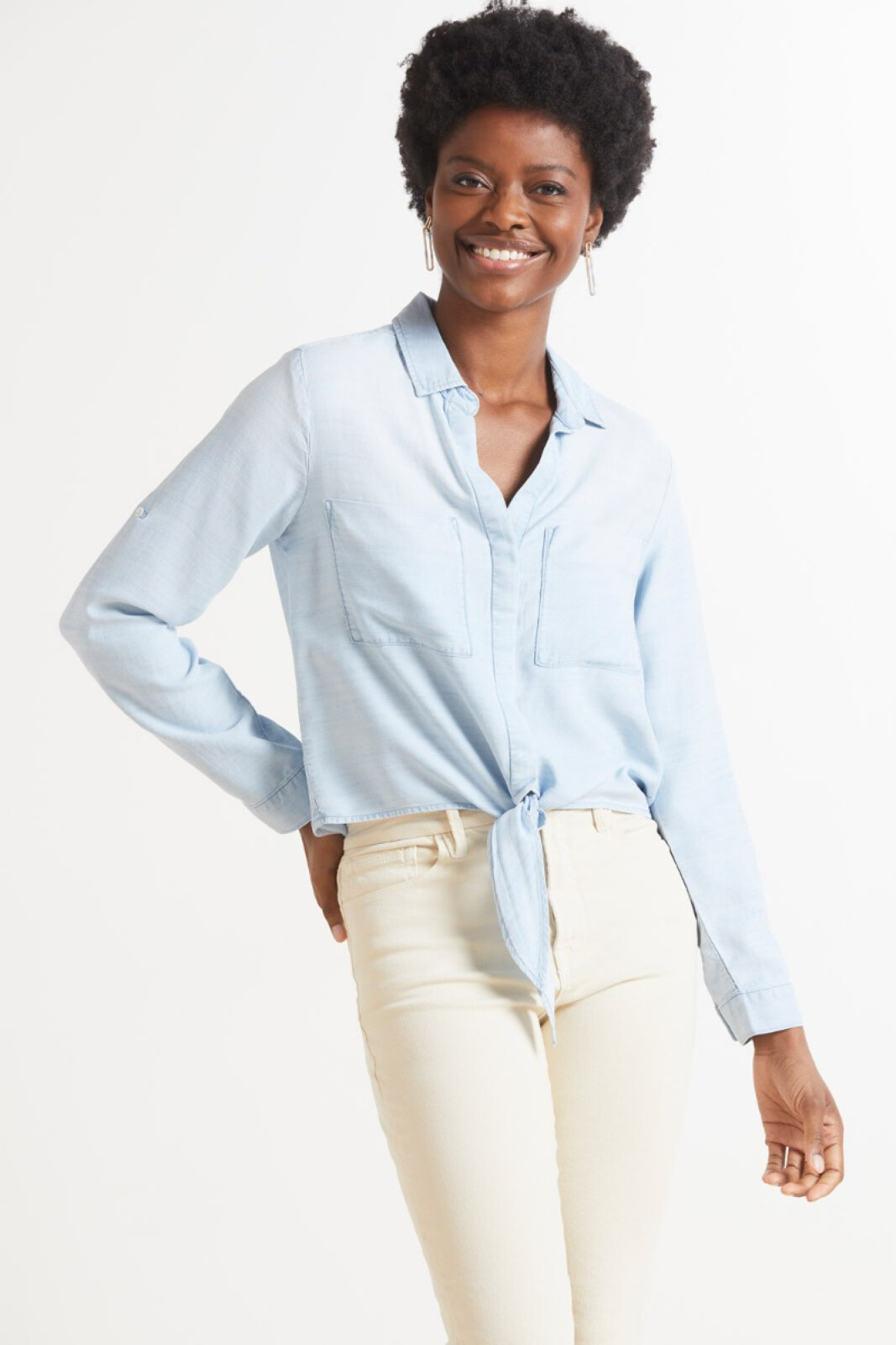 CLOTH AND STONE Shoreline Tie Front Button Down | EVEREVE