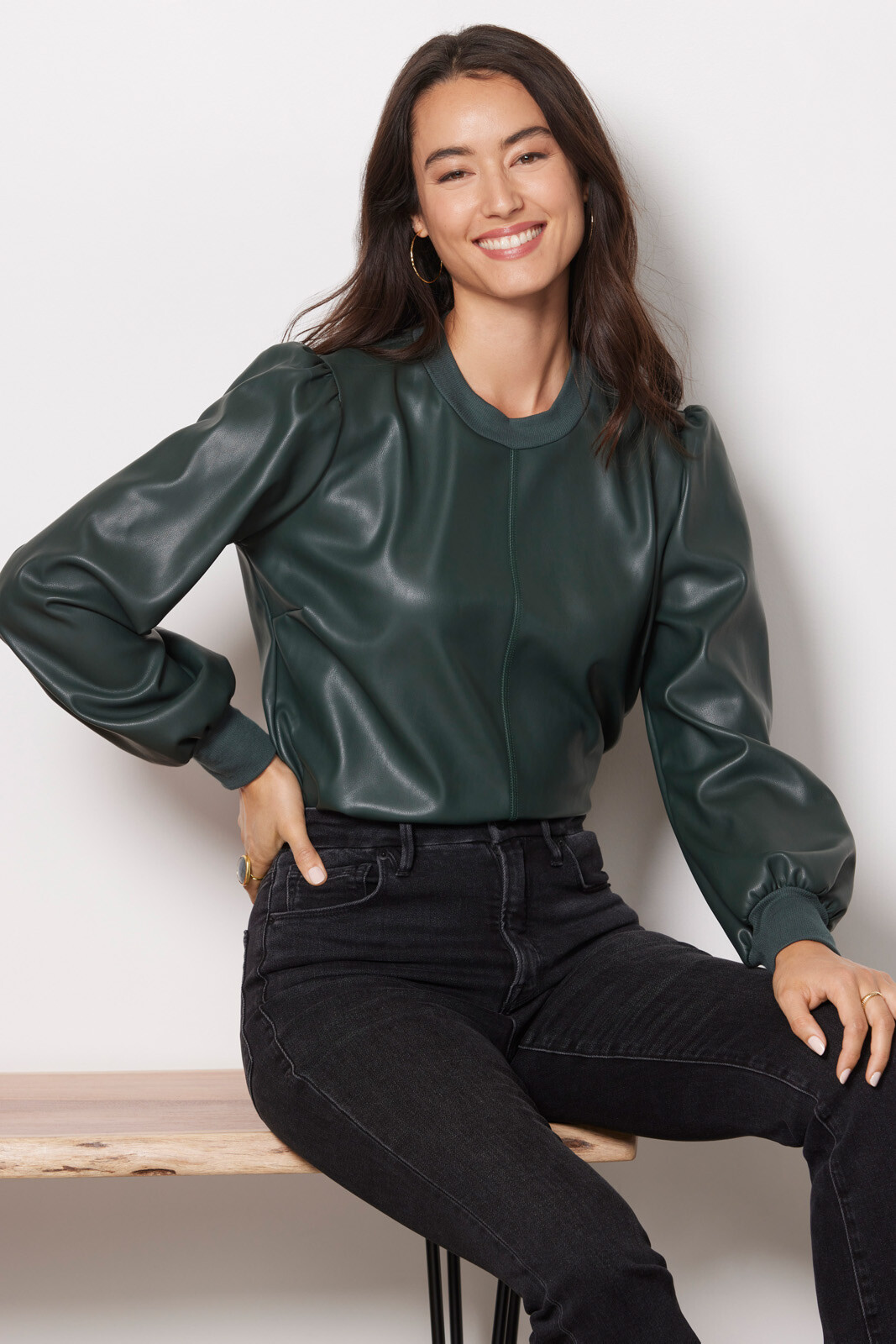 LA MADE Tinsley Faux Leather Top