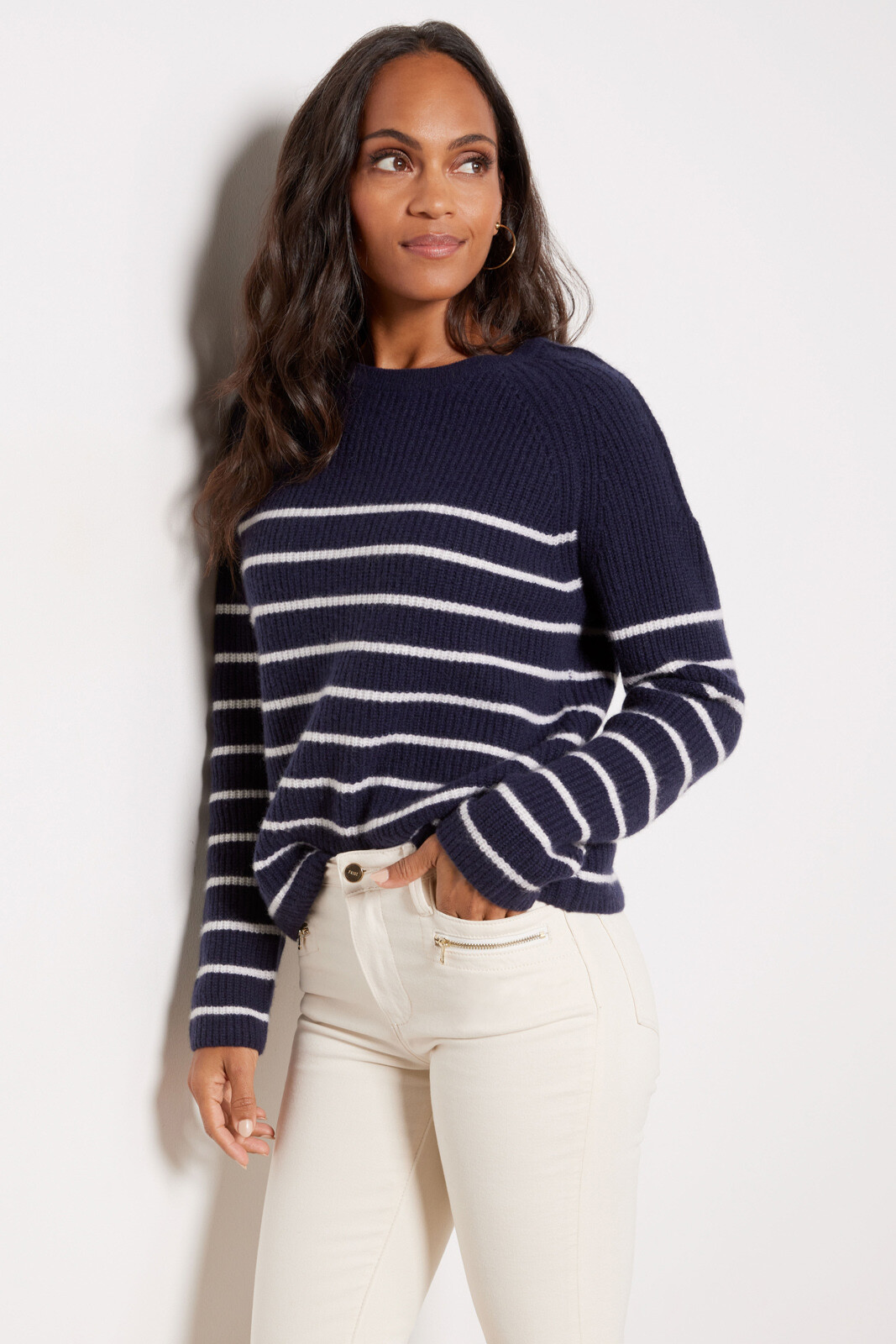 EVEREVE Campbell Cashmere Stripe Pullover | EVEREVE
