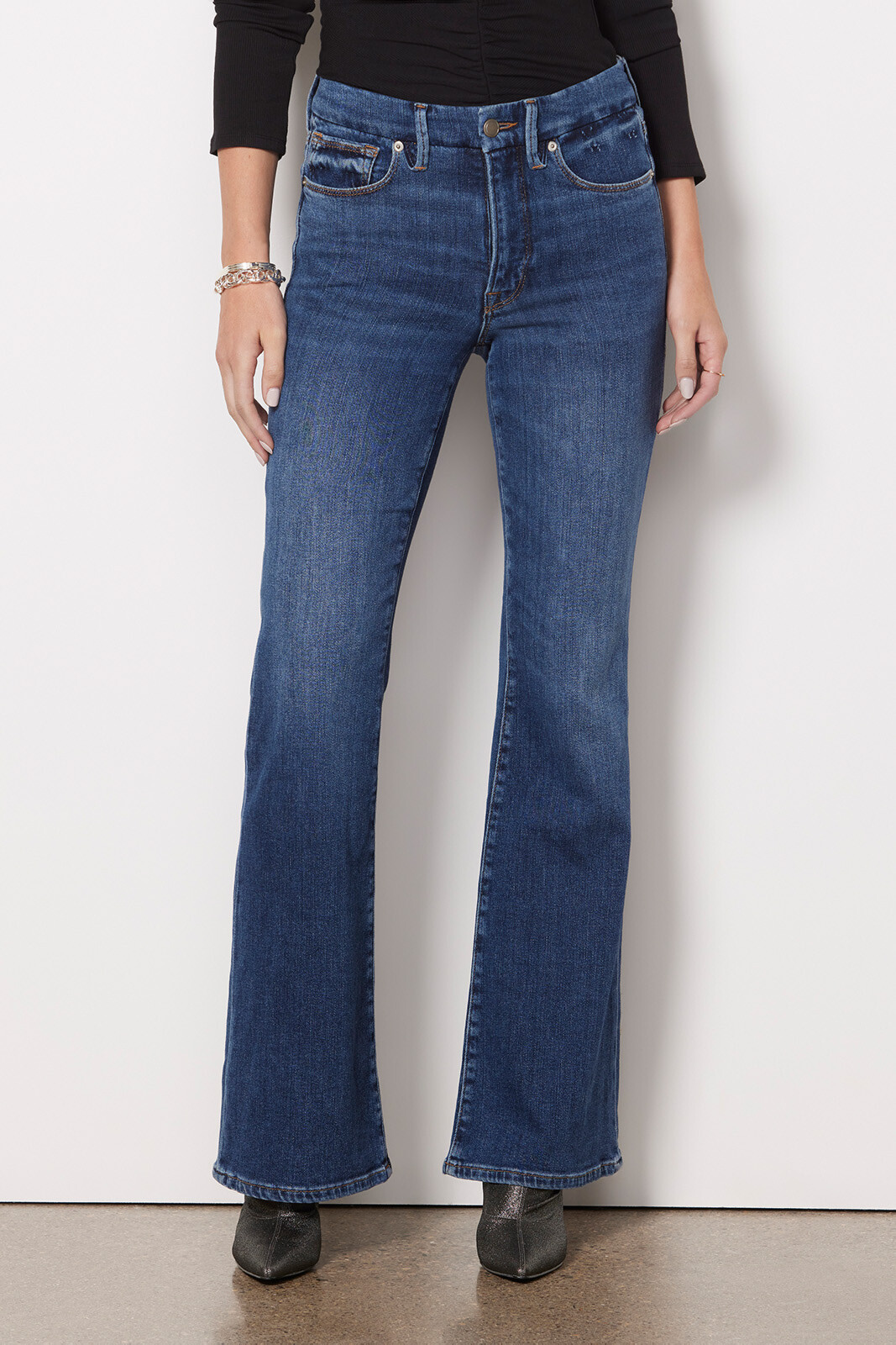 YOURS Curve Mid Blue Stretch Flared Jeans