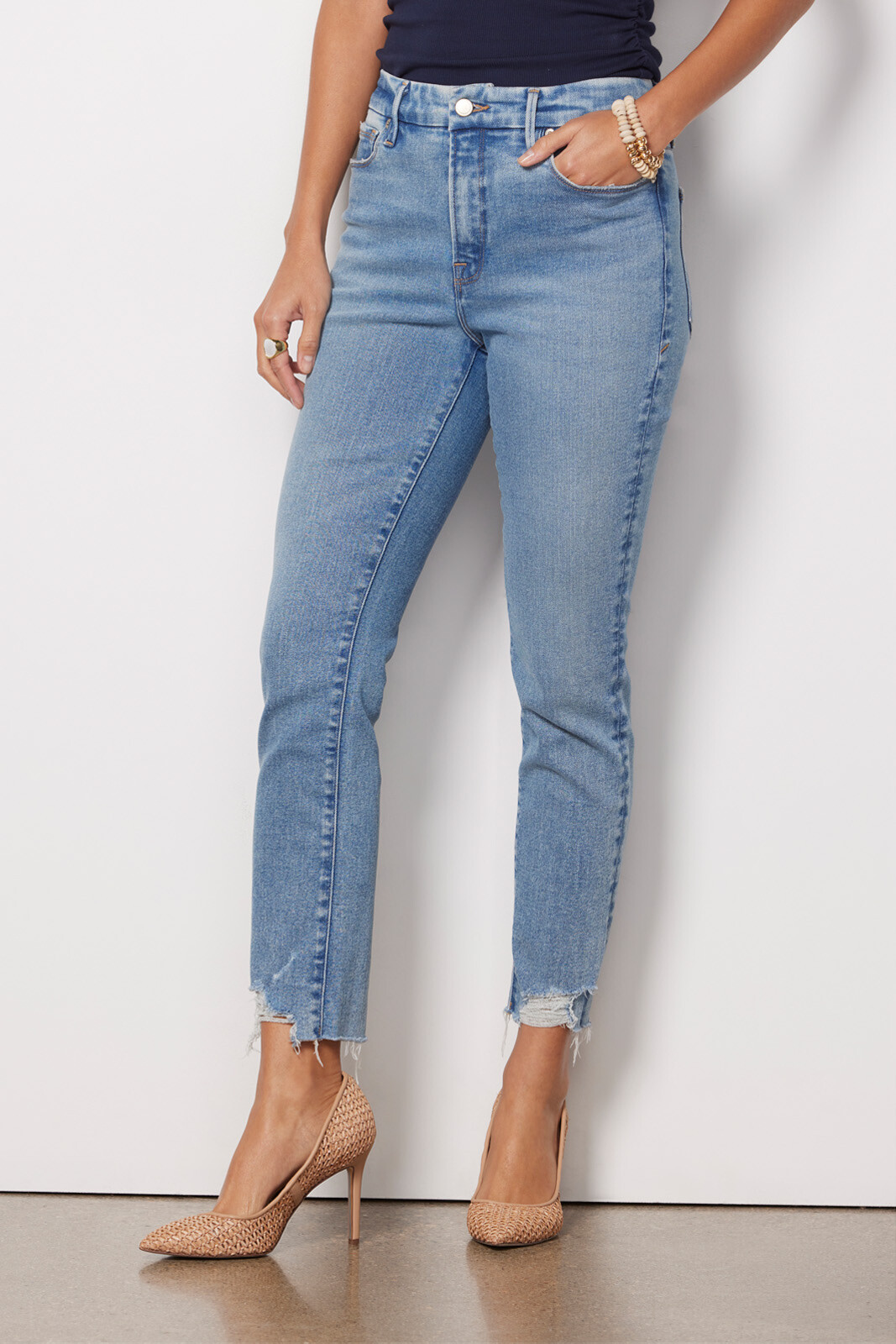 GOOD AMERICAN Women's Good Legs Denim Jeans in Blue 004 Size 6/28