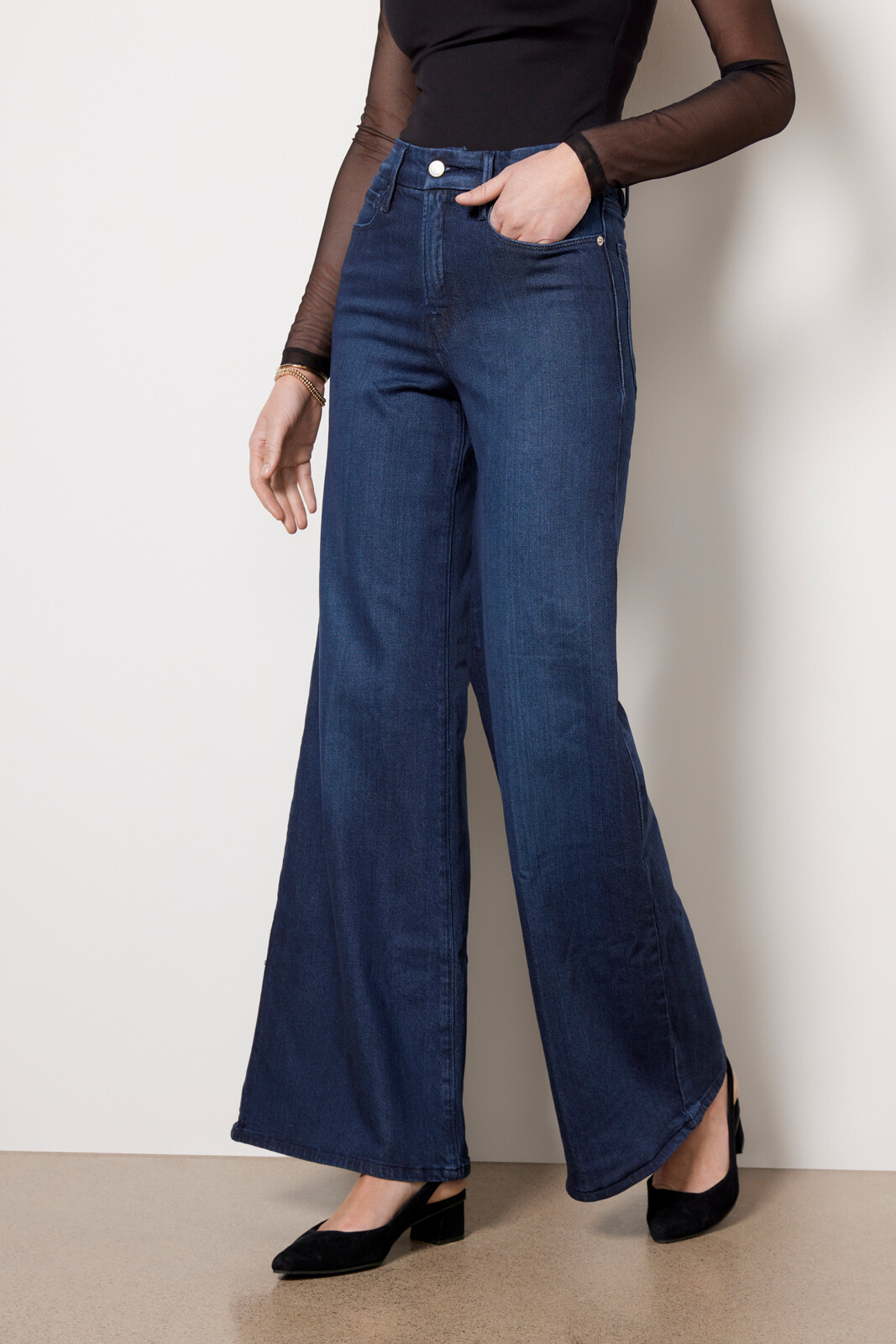 Free Returns ✓ Free Shipping On Orders $49+ ✓. SHEIN BASICS High Waist Palazzo  Pants- Jeans at SHEI… | Wide leg jeans outfit, Wide leg outfit, Wide leg  pants outfit