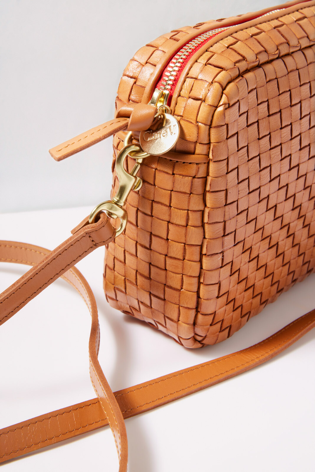 Clare V Leather Woven Crossbody