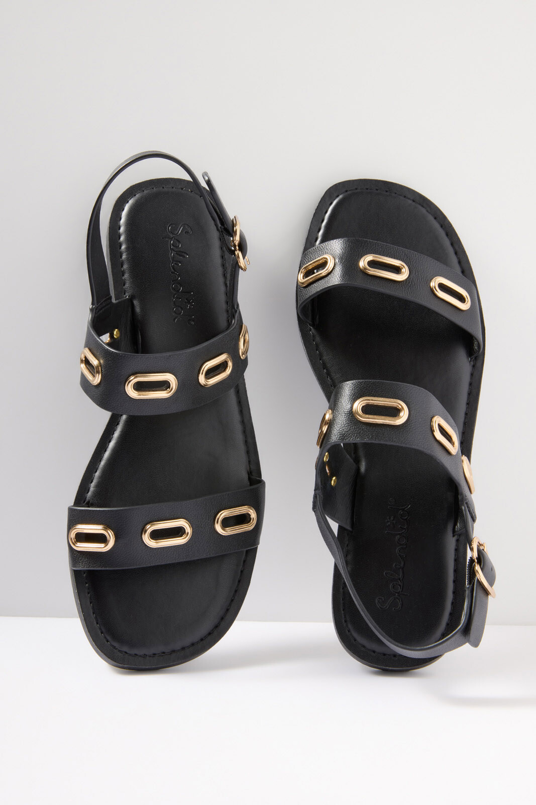 Travel Must Have - Black/Gold Grommet Sandal