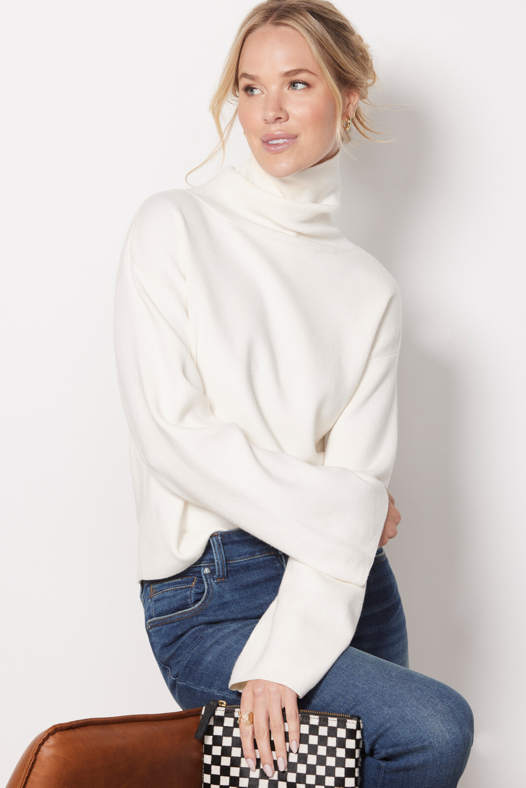 Women's Mock Turtleneck Cashmere-Like Pullover Sweater - Universal Thread™  Dark Gray XS
