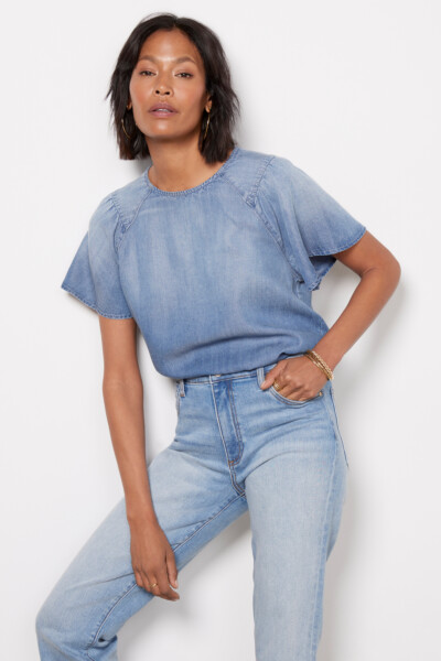 Alice Chambray Flutter Top