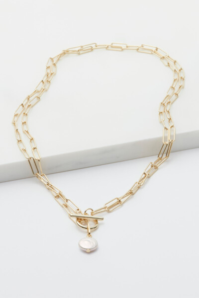 Mimi Pearl Paperclip Necklace