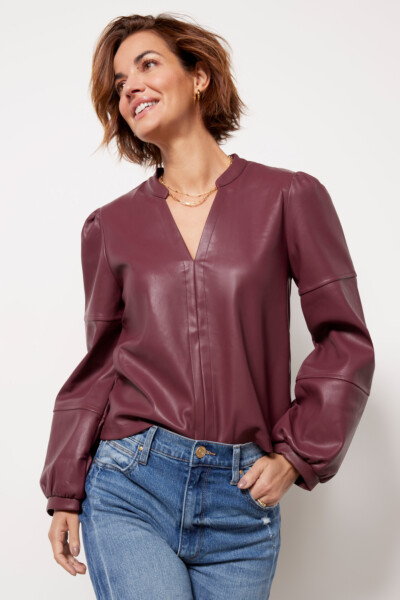 Selena Faux Leather Top