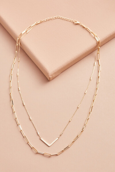 Tegan Paperclip Chain Double Strand Necklace